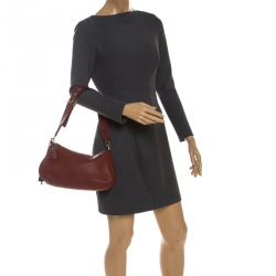 Pre Owned Prada Maroon Leather Lock and Key Shoulder Bag