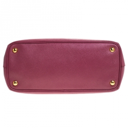 Pre Owned Prada Pink Saffiano Lux Leather Small Double Zip Tote