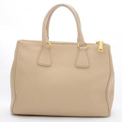 Pre Owned Prada Vitello Daino Zip Tote