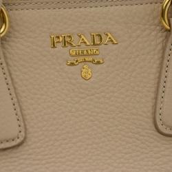 Pre Owned Prada Vitello Daino Zip Tote