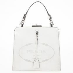 PRADA Spazzolato Micro Galleria Shoulder Bag White 1229841