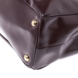 Pre Owned Prada Granate Patent Leather Shopper Tote