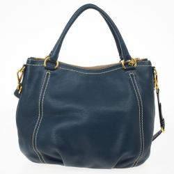 مملوكة مسبقًا Prada Navy Leather Vitello Daino Tote