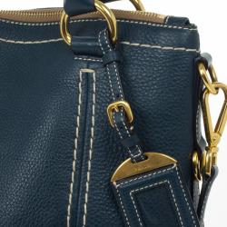 مملوكة مسبقًا Prada Navy Leather Vitello Daino Tote