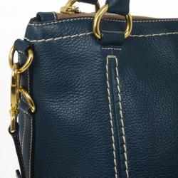 مملوكة مسبقًا Prada Navy Leather Vitello Daino Tote