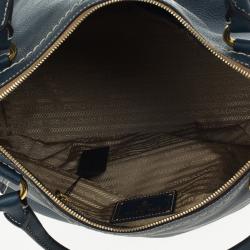 مملوكة مسبقًا Prada Navy Leather Vitello Daino Tote