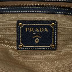 مملوكة مسبقًا Prada Navy Leather Vitello Daino Tote