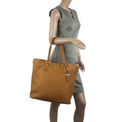 مملوكة مسبقًا Prada Amber Vitello Daino Side Zip Shopping Tote
