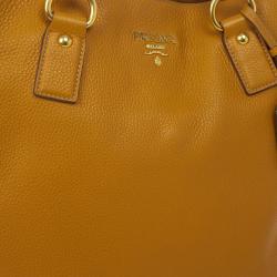 مملوكة مسبقًا Prada Amber Vitello Daino Side Zip Shopping Tote