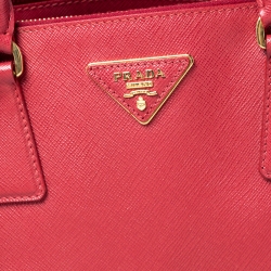 Pre Owned Prada Red Saffiano Lux Leather Large Double Zip Tote