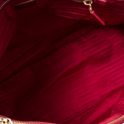 Pre Owned Prada Red Saffiano Lux Leather Large Double Zip Tote