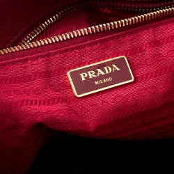 Pre Owned Prada Red Saffiano Lux Leather Large Double Zip Tote