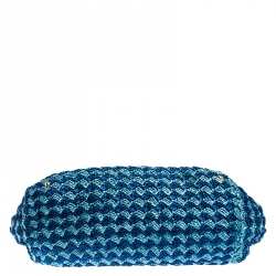 Pre Owned Prada Blue/Turquoise Raffia Crochette Shopper Tote