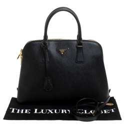 Pre Owned Prada Black Saffiano Lux Leather Promenade Bag