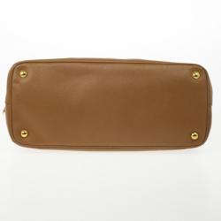 Pre Owned Prada Caramel Saffiano Lux Double-zip Tote Bag