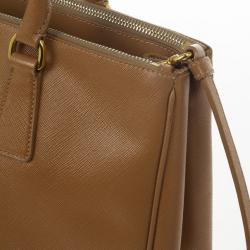 Pre Owned Prada Caramel Saffiano Lux Double-zip Tote Bag