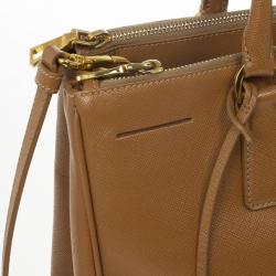Pre Owned Prada Caramel Saffiano Lux Double-zip Tote Bag