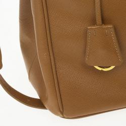 Pre Owned Prada Caramel Saffiano Lux Double-zip Tote Bag