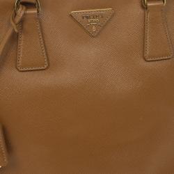 Pre Owned Prada Caramel Saffiano Lux Double-zip Tote Bag
