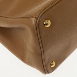 Pre Owned Prada Caramel Saffiano Lux Double-zip Tote Bag