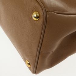 Pre Owned Prada Caramel Saffiano Lux Double-zip Tote Bag
