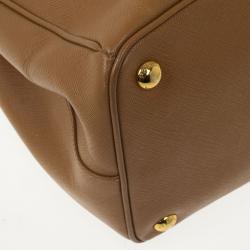 Pre Owned Prada Caramel Saffiano Lux Double-zip Tote Bag