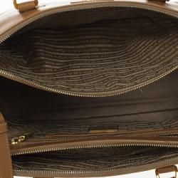Pre Owned Prada Caramel Saffiano Lux Double-zip Tote Bag