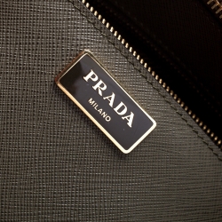 Pre Owned Prada Militare Saffiano Leather Medium Double Zip Tote
