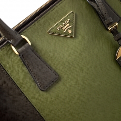 Pre Owned Prada Militare Saffiano Leather Medium Double Zip Tote