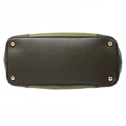 Pre Owned Prada Militare Saffiano Leather Medium Double Zip Tote