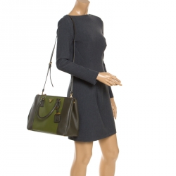 Pre Owned Prada Militare Saffiano Leather Medium Double Zip Tote