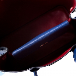 Pre Owned Prada Blue Saffiano Cuir Leather Double Handle Tote