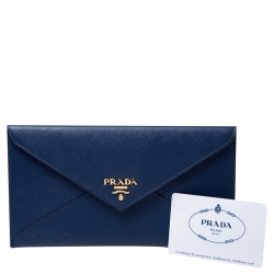 Pre Owned Prada Blue Saffiano Cuir Leather Double Handle Tote