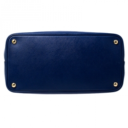 Pre Owned Prada Blue Saffiano Cuir Leather Double Handle Tote
