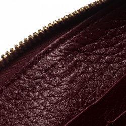 Pre Owned Prada Burgundy Leather Zip Around Continental Wallet