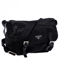 Pre Owned Prada Black Nylon and Leather Crossbody Bag