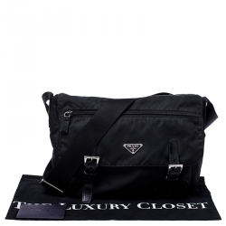 Pre Owned Prada Black Nylon and Leather Crossbody Bag