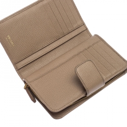Pre Owned Prada Beige Saffiano Leather Compact Wallet