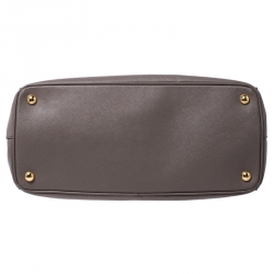 Pre Owned Prada Beige Saffiano Lux Leather Medium Double Zip Tote