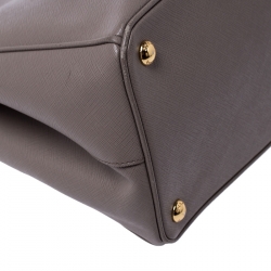 Pre Owned Prada Beige Saffiano Lux Leather Medium Double Zip Tote