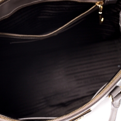 Pre Owned Prada Beige Saffiano Lux Leather Medium Double Zip Tote