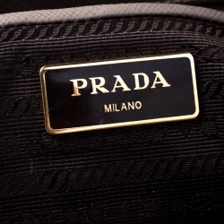 Pre Owned Prada Beige Saffiano Lux Leather Medium Double Zip Tote
