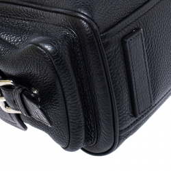 Pre Owned Prada Black Leather Vitello Daino Side Pocket Shoulder Bag