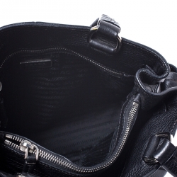 Pre Owned Prada Black Leather Vitello Daino Side Pocket Shoulder Bag