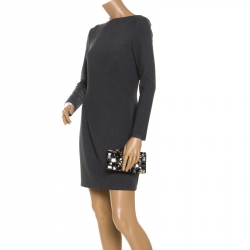 Pre Owned Prada Black Satin Embellished Crystals Clutch