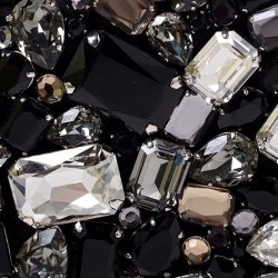 Pre Owned Prada Black Satin Embellished Crystals Clutch