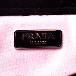 Pre Owned Prada Black Satin Embellished Crystals Clutch