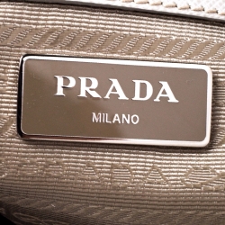 Pre Owned Prada White Saffiano Lux Leather Mini Double Zip Tote