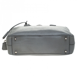 Pre Owned Prada Grey Leather Saffiano Leather Bauletto Satchel