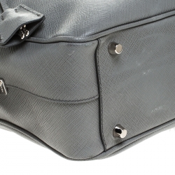 Pre Owned Prada Grey Leather Saffiano Leather Bauletto Satchel
